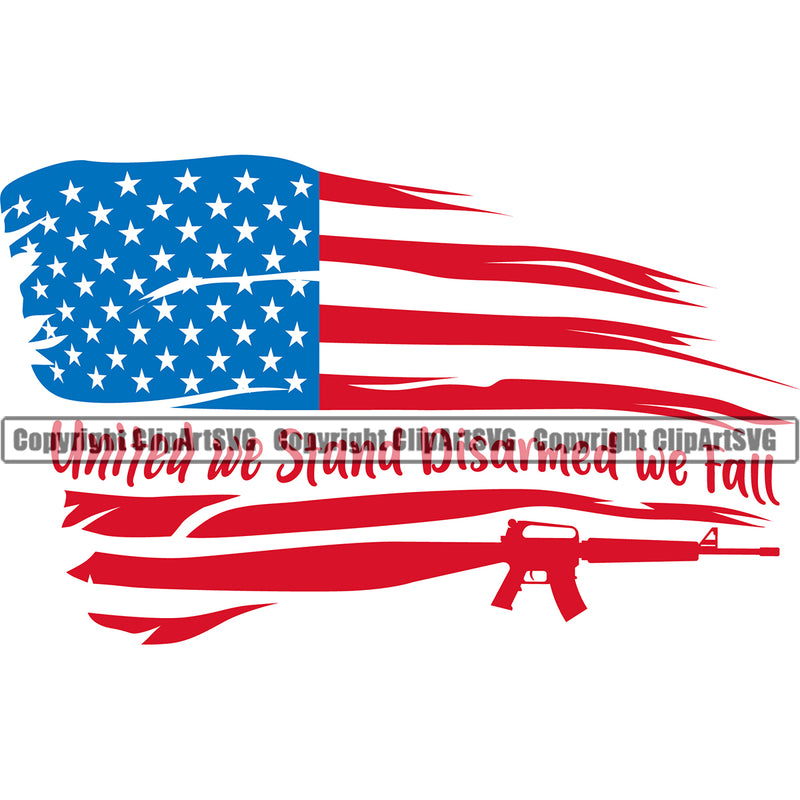Distressed USA Flag Machine Gun Rifle Stripes Weapon Rights United States America 2nd Amendment American Red And Blue Color Quote Text White Background Design Element Military Army Art Design Logo Clipart SVG