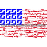 Distressed USA Flag Machine Gun Rifle Stripes Pistol Stars Weapon Rights United States America 2nd Amendment American Sniper Color Flag Design Element Military Army Art Design Logo Clipart SVG