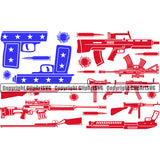 USA Flag Machine Gun Rifle Stripes Pistol Stars Weapon Rights United States America 2nd Amendment American Flag Design By Gun Color Military Army Art Design Logo Clipart SVG