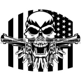 USA Flag Gun Weapon Rights United States America 2nd Amendment American Skull Skeleton With Gun Design Element Military Army Art Design Logo Clipart SVG