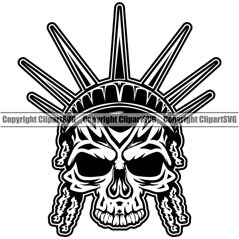 USA Flag Gun Weapon Rights United States America Skull Head Statue Of Liberty Design Element 2nd Amendment American Military Army Art Design Logo Clipart SVG