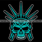 USA Flag Gun Weapon Rights United States America 2nd Amendment Statue Of Liberty Skull Skeleton Head Color Black Background Design Element American Military Army Art Design Logo Clipart SVG