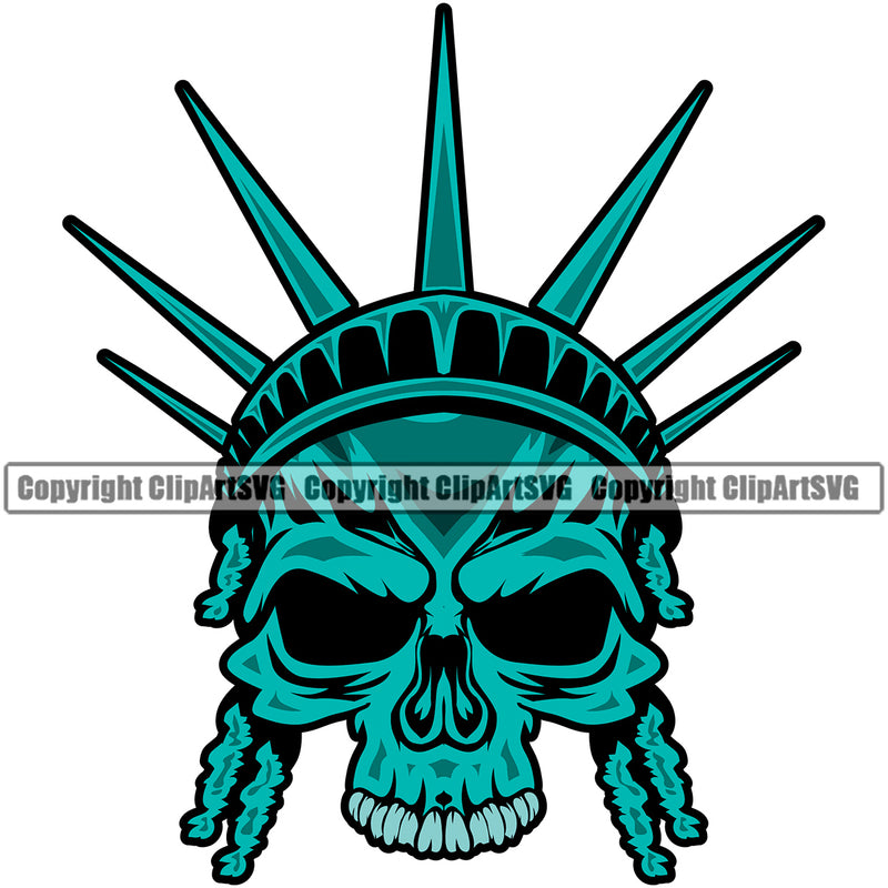 USA Flag Gun Weapon Rights United States America Statue Of Liberty Skull Skeleton Color Head Design Element 2nd Amendment American Military Army Art Design Logo Clipart SVG