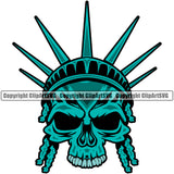 USA Flag Gun Weapon Rights United States America Statue Of Liberty Skull Skeleton Color Head Design Element 2nd Amendment American Military Army Art Design Logo Clipart SVG