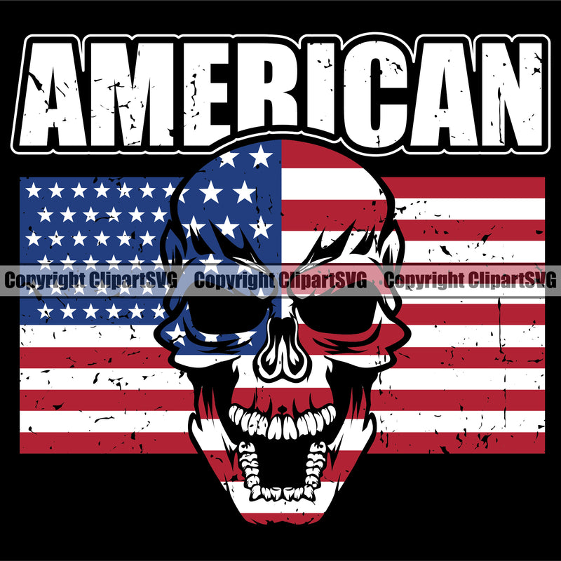 USA Flag Gun Weapon Rights United States America Quote Text Skull Skeleton Under Flag Color Design Element 2nd Amendment American Military Army Art Design Logo Clipart SVG