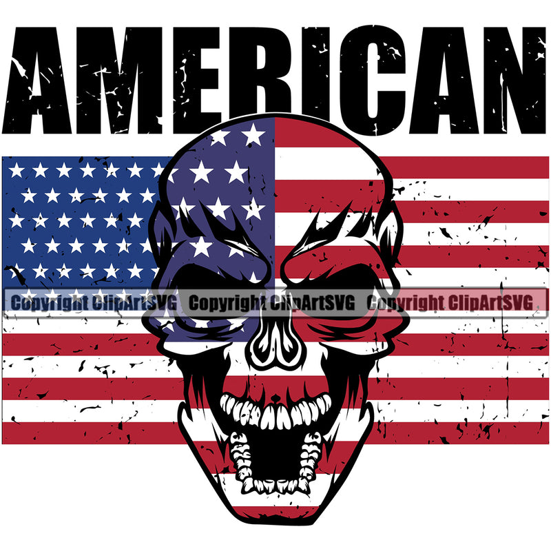 USA Flag Gun Weapon Rights United States America Quote Text Skull Skeleton Under Flag Color Design Element White Background 2nd Amendment American Military Army Art Design Logo Clipart SVG