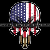 USA Flag Gun Weapon Rights United States America 2nd Amendment American Skull Skeleton Color Head Bullet Teeth Black Background Design Element Military Army Art Design Logo Clipart SVG