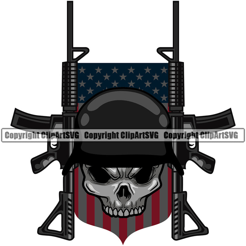 USA Flag Gun Weapon Rights United States America 2nd Amendment American Skull Skeleton Color Logo Design Element Military Army Art Design Logo Clipart SVG