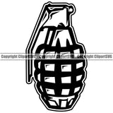 Military Army Gun Weapon Rights 2nd Amendment Grenade Vector Design Element USA America American Art Design Logo Clipart SVG