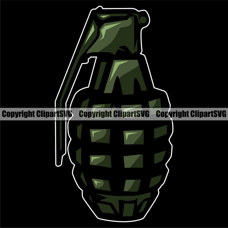 Military Army Gun Weapon Rights Grenade Color Black Background Design Element 2nd Amendment USA America American Art Design Logo Clipart SVG