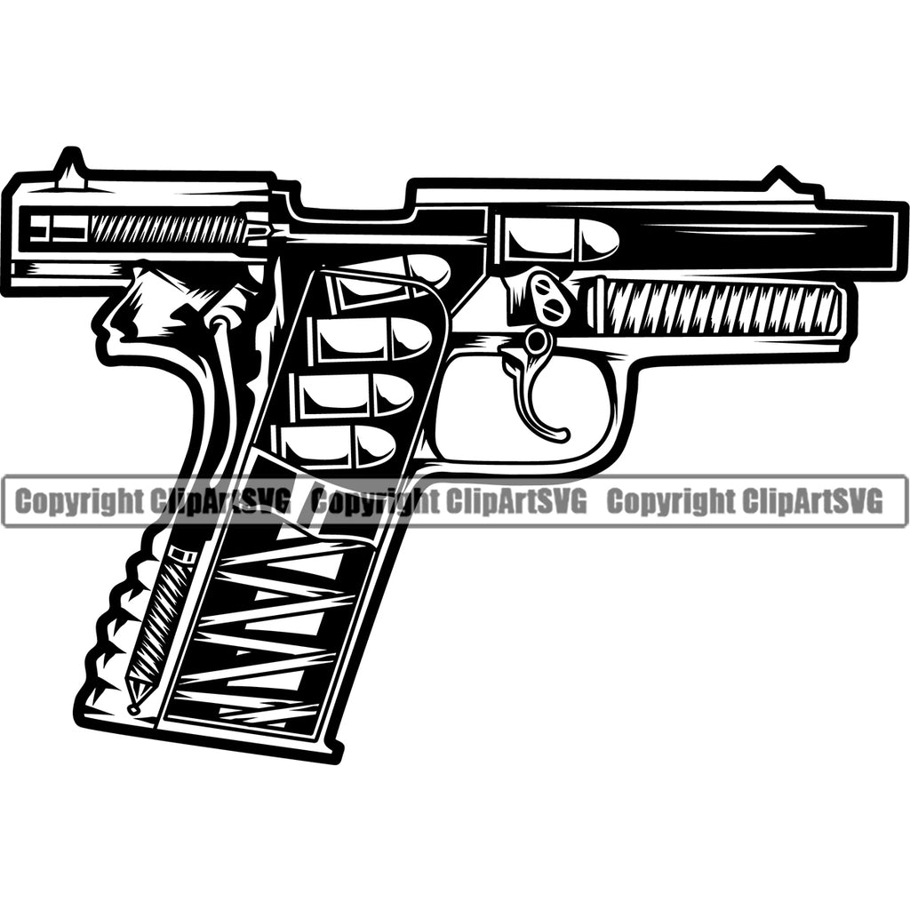 Gun White Raster Image Gun Clipart Black And White