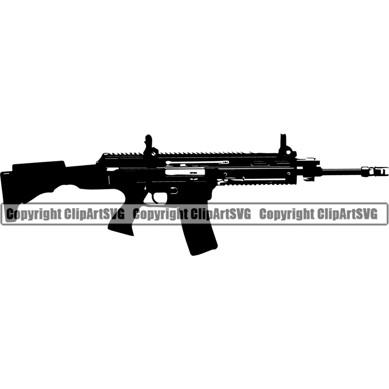 Military Army Gun Weapon Gun Machine Black Color Design Element Rights 2nd Amendment USA America American Art Design Logo Clipart SVG
