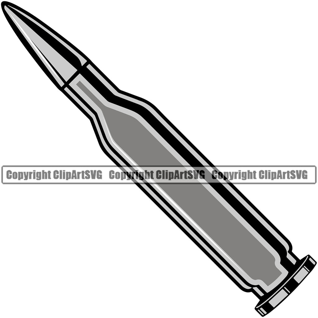 Military Army Gun Weapon MachineAK-47 Silver Color Design Element Bullet Rights 2nd Amendment USA America American Art Design Logo Clipart SVG