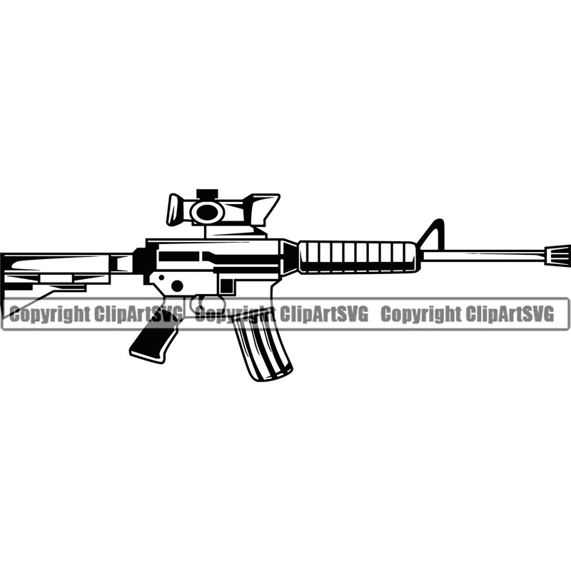 Military Army Gun Weapon Machine Vector Design Element White Background Rights 2nd Amendment USA America American Art Design Logo Clipart SVG