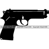 Military Army Gun Weapon Pistol Black Color White Background Design Element Rights 2nd Amendment USA America American Art Design Logo Clipart SVG