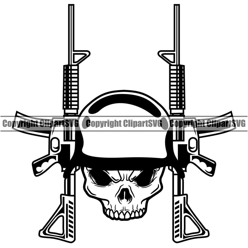 USA Flag Machine Gun Rifle Weapon Rights United States America 2nd Amendment Skull Head With Gun Vector Design Element American Military Army Art Design Logo Clipart SVG