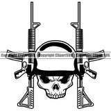 USA Flag Machine Gun Rifle Weapon Rights United States America 2nd Amendment Skull Head With Gun Vector Design Element American Military Army Art Design Logo Clipart SVG