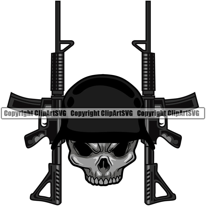 USA Flag Machine Gun Rifle Weapon Rights United States America 2nd Amendment Skull Skeleton Head With Gun Black Color Design Element American Military Army Art Design Logo Clipart SVG