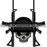 USA Flag Machine Gun Rifle Weapon Rights United States America 2nd Amendment Skull Skeleton Head With Gun Black Color Design Element American Military Army Art Design Logo Clipart SVG