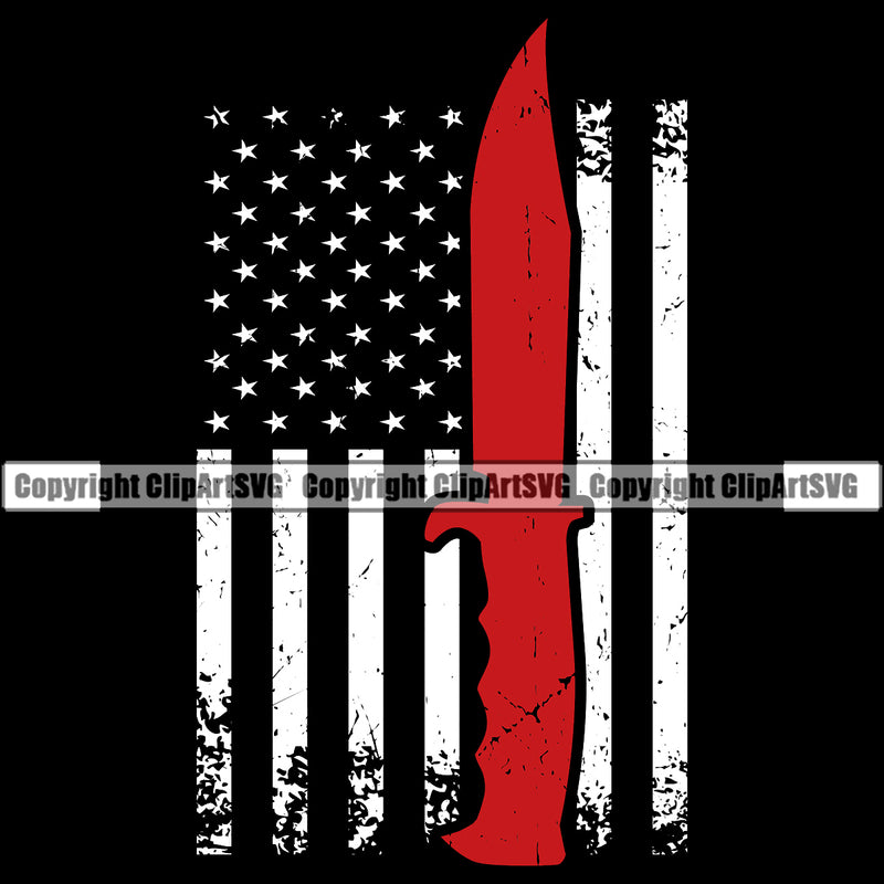 USA Flag Knife Bayonet Stripes Gun Weapon Rights United States America 2nd Amendment American Flag Under Red Color Knife Design Element Military Army Art Design Logo Clipart SVG