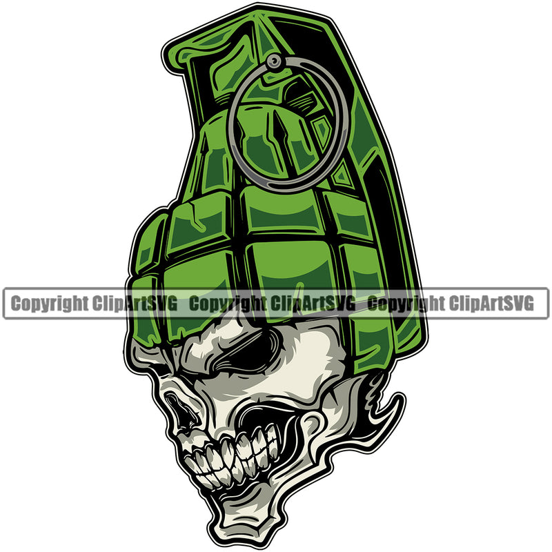 Military Army Gun Weapon Military Grenade Skull Skeleton Head Color Design Element Rights 2nd Amendment USA America American Art Design Logo Clipart SVG