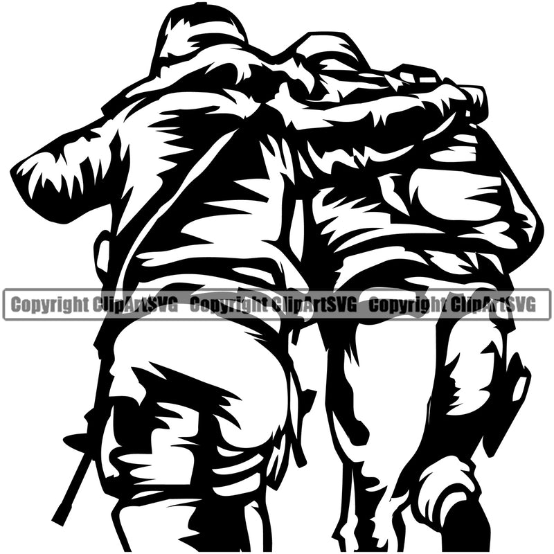 Military Army Gun Weapon Soldier Help Each Other Design Element Rights 2nd Amendment USA America American Art Design Logo Clipart SVG