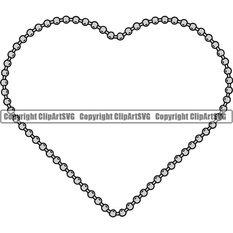 Military Army Weapon Dog Tag Ball Soldier Dog Tag Chain Silver Color Heart Design Element Border Outline Background Design Element Art Logo Clipart SVG