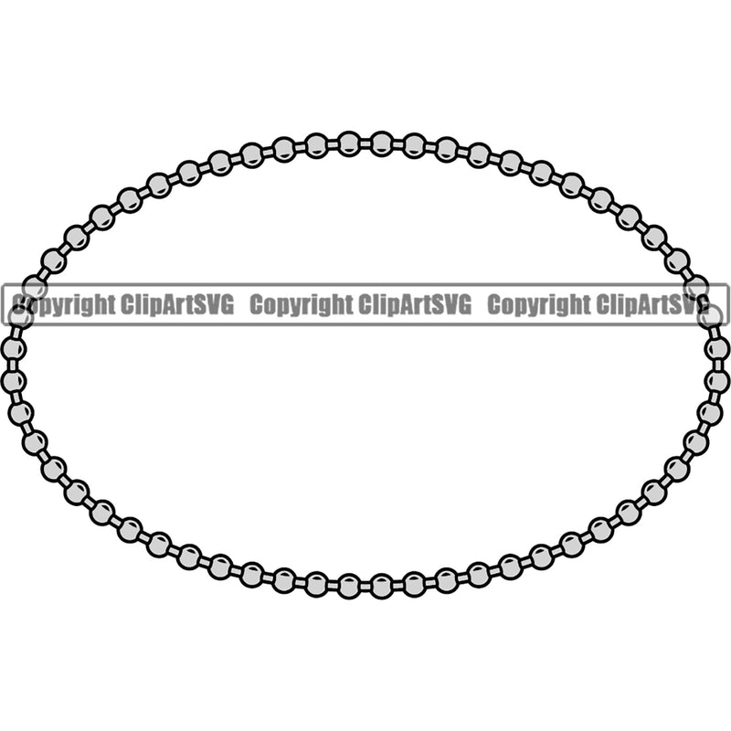 Military Army Weapon Dog Tag Ball Soldier Chain Silver Color Oval Design Element Border Outline Background Design Element Art Logo Clipart SVG
