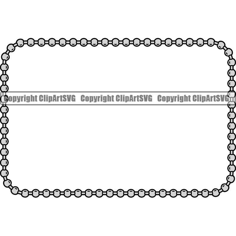 Military Army Weapon Dog Tag Ball Soldier Chain Silver Color Rectangle Design Element Border Outline Background Design Element Art Logo Clipart SVG
