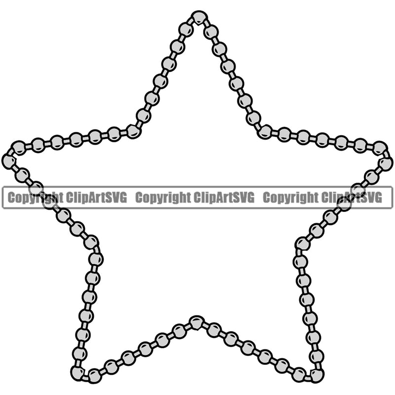 Military Army Weapon Dog Tag Ball Soldier Chain Silver Color Star Design Element Border Outline Background Design Element Art Logo Clipart SVG