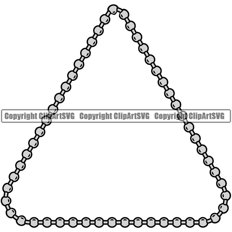 Military Army Weapon Dog Tag Ball Soldier Chain Silver Color Triangle Design Element Border Outline Background Design Element Art Logo Clipart SVG