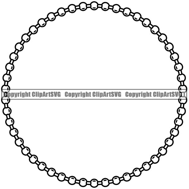 Military Army Weapon Dog Tag Ball Soldier Chain White Color Circle Design Element Border Outline Background Design Element Art Logo Clipart SVG
