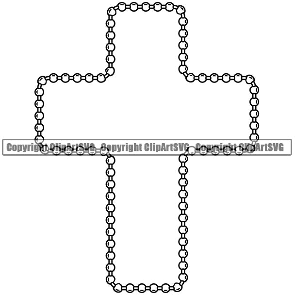 Military Army Weapon Dog Tag Ball Soldier Chain White Color Cross Design Element Border Outline Background Design Element Art Logo Clipart SVG