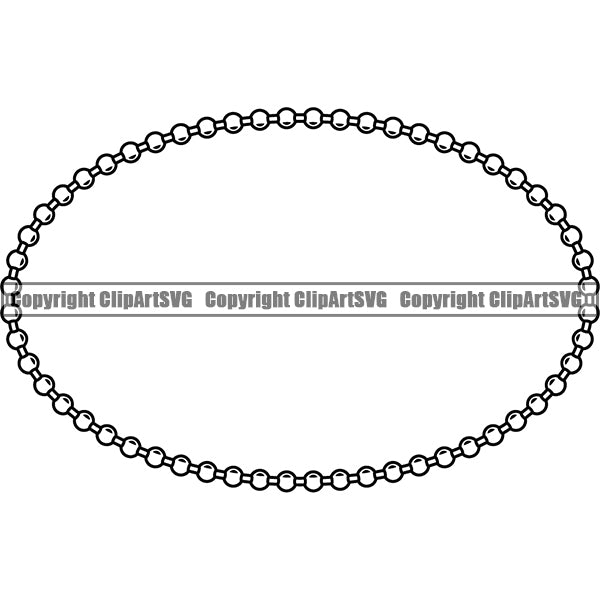 Military Army Weapon Dog Tag Ball Soldier Chain White Color Oval Design Element Border Outline Background Design Element Art Logo Clipart SVG
