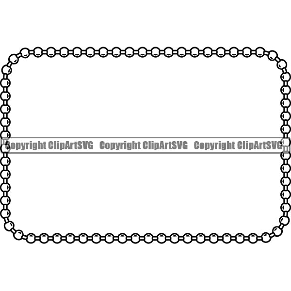 Military Army Weapon Dog Tag Ball Soldier Chain White Color Rectangle Design Element Border Outline Background Design Element Art Logo Clipart SVG