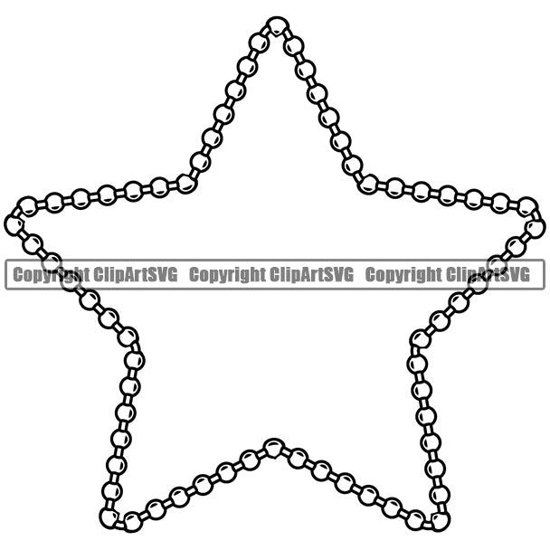 Military Army Weapon Dog Tag Ball Soldier Chain White Color Star Design Element Border Outline Background Design Element Art Logo Clipart SVG