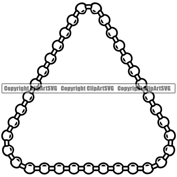 Military Army Weapon Dog Tag Ball Soldier Chain White Color Triangle Design Element Border Outline Background Design Element Art Logo Clipart SVG