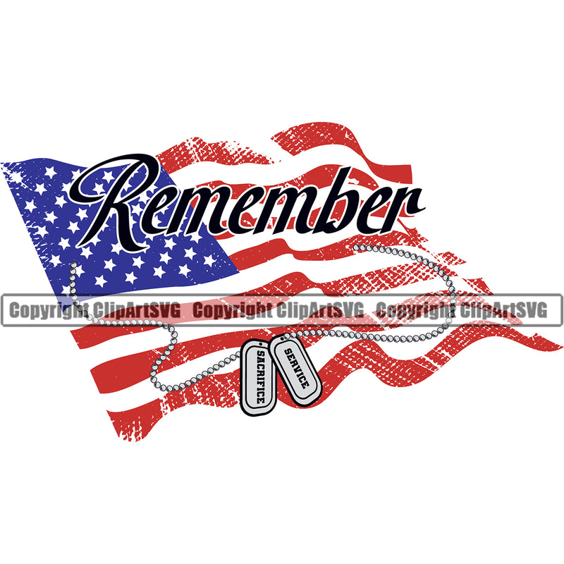 Distressed USA Flag Gun Weapon Rights United States America 2nd Amendment American Soldier Dog Tags Flag Remember Quote Text Design Element Military Army Art Design Logo Clipart SVG