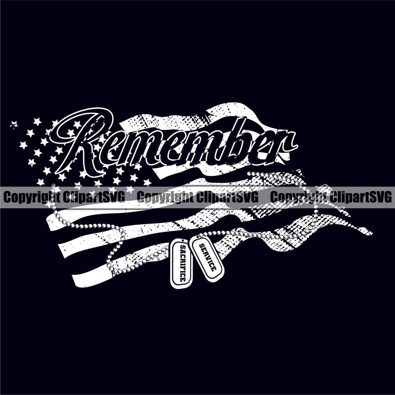 Distressed USA Flag Gun Weapon Rights United States America 2nd Amendment American Soldier Dog Tags Flag Remember Quote Text Black Color Background Design Element Military Army Art Design Logo Clipart SVG