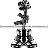 USA Flag Gun Weapon Rights United States Weapon Soldier Fallen Boots Helmet Flag Vector Design Element America 2nd Amendment American Military Army Art Design Logo Clipart SVG