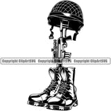 USA Flag Gun Weapon Rights United States Weapon Soldier Fallen Boots Helmet Flag Vector Design Element 2nd Amendment American Military Army Art Logo Clipart SVG