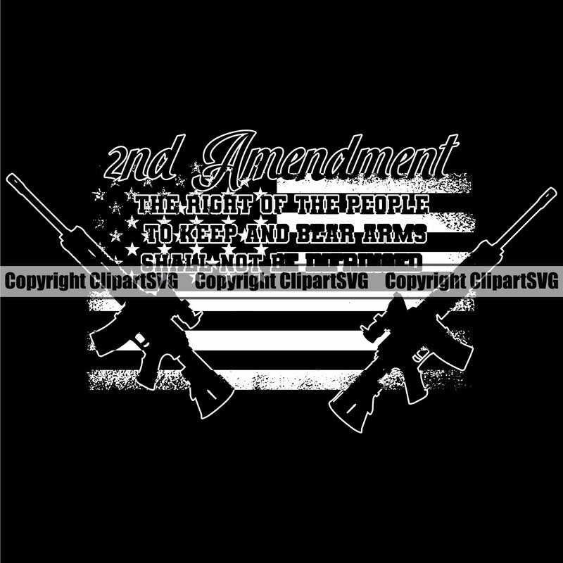 USA Flag Gun Weapon Rights United States America Black Background Design Element 2nd Amendment The Right Of The People Quote Text American Military Army Art Logo Clipart SVG