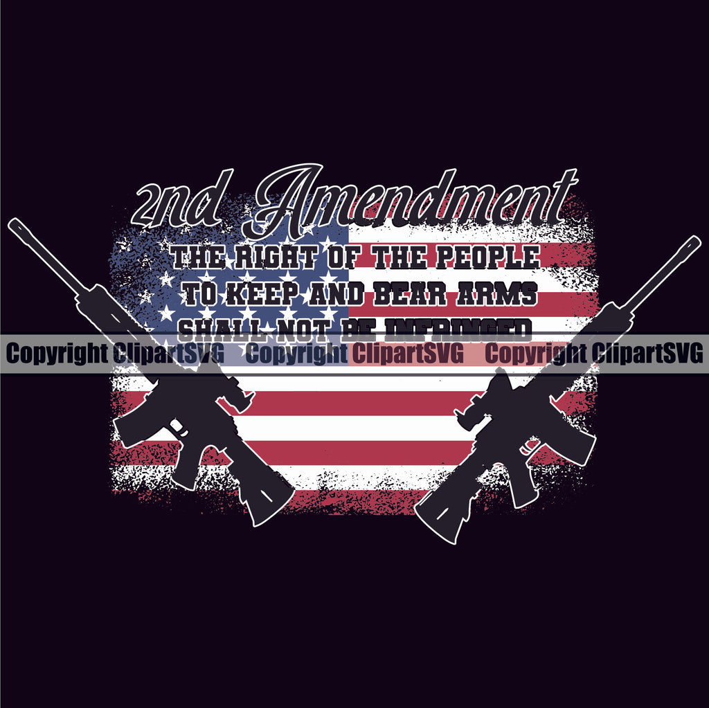 USA Flag Gun Weapon Rights United States America 2nd Amendment The Right Of The People Quote Text Black Background Flag Color Design Element American Military Army Art Design Logo Clipart SVG