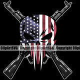 USA Flag Gun Weapon Rights United States America Soldier Flag Liberty or Death Skull Skeleton Head Color Quote Text Design Element Black Background 2nd Amendment American Military Army Art Design Logo Clipart SVG