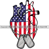 USA Flag Soldier Dog Tags Gun Weapon Rights United States America USA Heart Flag Color Design Element 2nd Amendment American Military Army Art Design Logo Clipart SVG