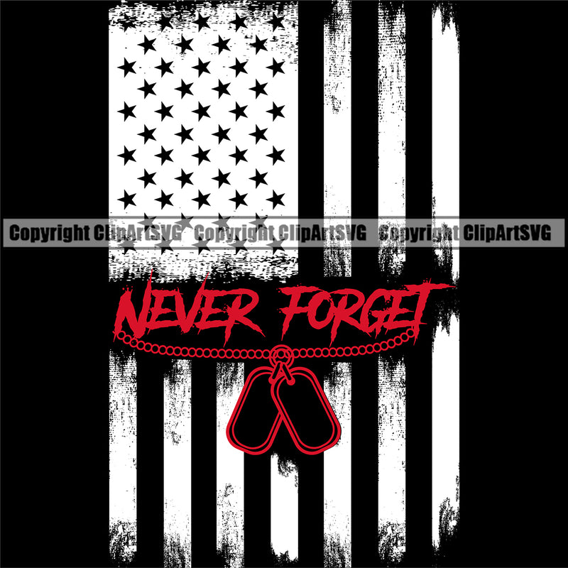 USA Flag Soldier Dog Tags Gun Weapon Rights United States America 2nd Amendment American Never Forget Color Quote Text Design Element Black Background Military Army Art Design Logo Clipart SVG