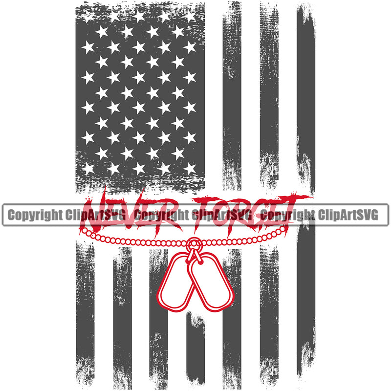 USA Flag Soldier Dog Tags Gun Weapon Rights United States America 2nd Amendment American Never Forget Color Design Element Quote Text Military Army Art Design Logo Clipart SVG