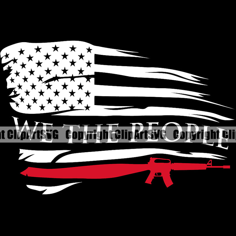 USA Flag Gun Weapon Rights United States America 2nd Amendment American Flag We The People Black Background Design Element Military Army Art Design Logo Clipart SVG