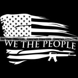USA Flag Gun Weapon Rights United States America 2nd Amendment American We The People Black Background Design Element White Quote Text Military Army Art Design Logo Clipart SVG