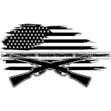 USA Flag Gun Weapon Rights United States America 2nd Amendment American Double Crossed Machine Gun Rifle  Silhouette Flag Vector Design Element Military Army Art Logo Clipart SVG